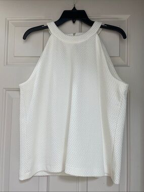 Ann Taylor White Textured Halter Tank Top